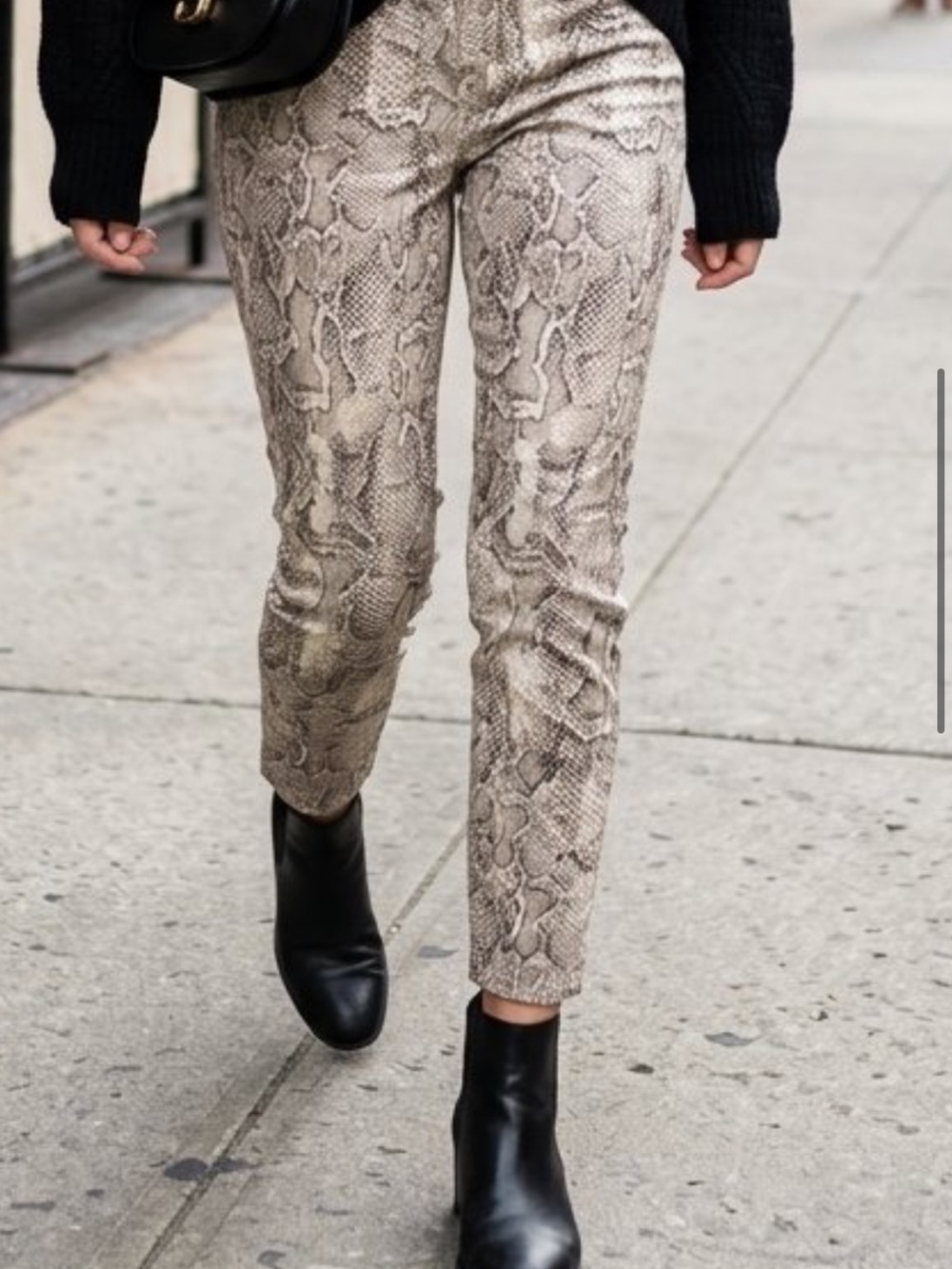 White House Black Market Snakeskin Skinny High Rise Ankle Pants Women's Size 30